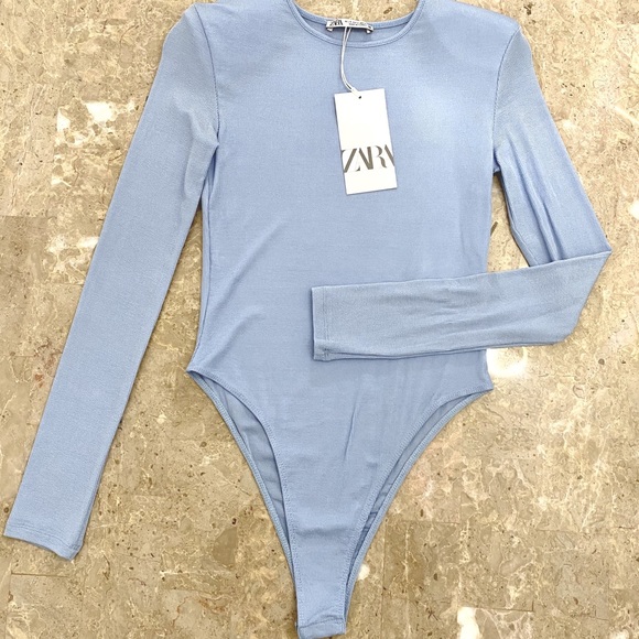 Tops - Zara Blue Long-Sleeve Bodysuit